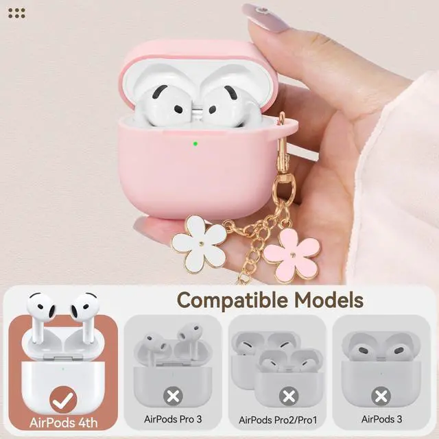 Alt view image 2 of 7 - for AirPods 4 Case Cover 2024, Soft Silicone Protector-Pink