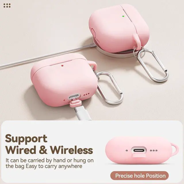 Alt view image 6 of 7 - for AirPods 4 Case Cover 2024, Soft Silicone Protector-Pink