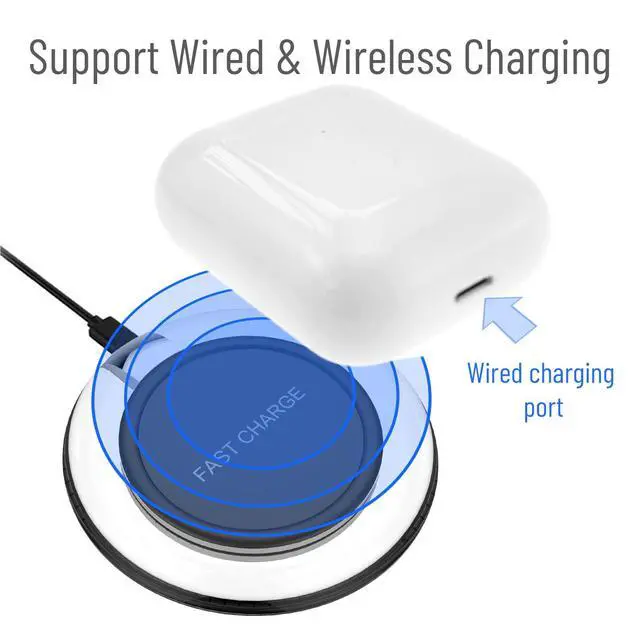 Alt view image 3 of 6 - Wireless Charging Case Compatible with AirPods 1 & 2 Generation, Replacement Charger Case with Bluetooth Pairing Sync Button, White