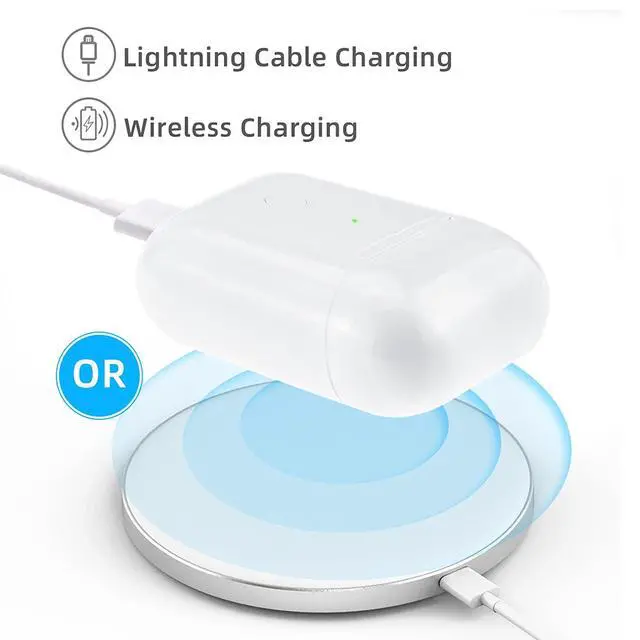 Alt view image 6 of 6 - Wireless Charging Case Compatible with AirPods 1 & 2 Generation, Replacement Charger Case with Bluetooth Pairing Sync Button, White