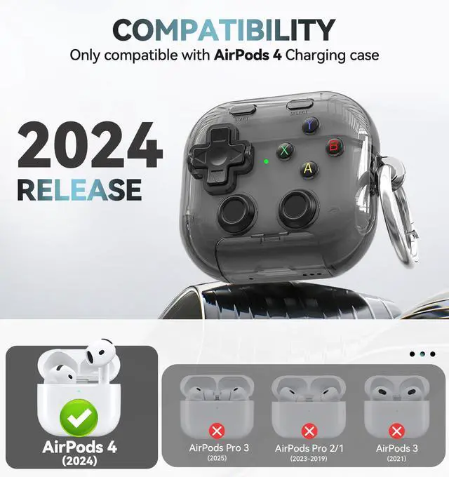 Alt view image 2 of 7 - for AirPods 4 Case Cover 2024 with Safety Lock-Clear Black