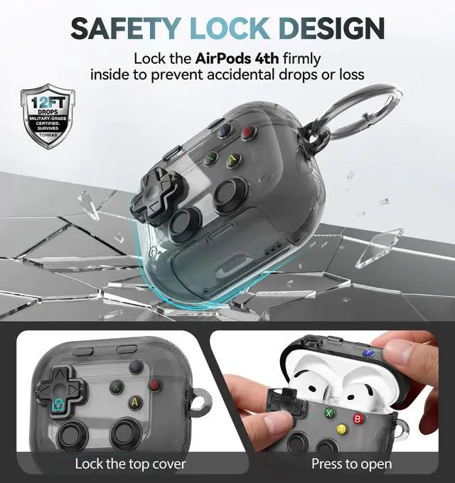 Alt view image 5 of 7 - for AirPods 4 Case Cover 2024 with Safety Lock-Clear Black