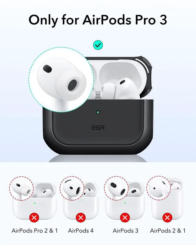 Alt view image 2 of 7 - for AirPods Pro 3 Case, Compatible with AirPods Pro Case 3rd Generation (2025), Compatible with MagSafe, Full Drop Protection Cover with Lanyard, Black