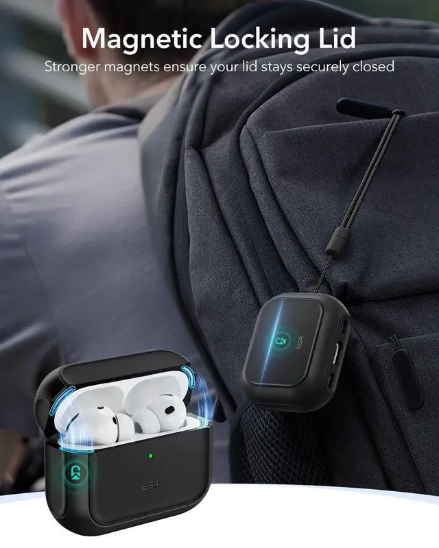 Alt view image 4 of 7 - for AirPods Pro 3 Case, Compatible with AirPods Pro Case 3rd Generation (2025), Compatible with MagSafe, Full Drop Protection Cover with Lanyard, Black