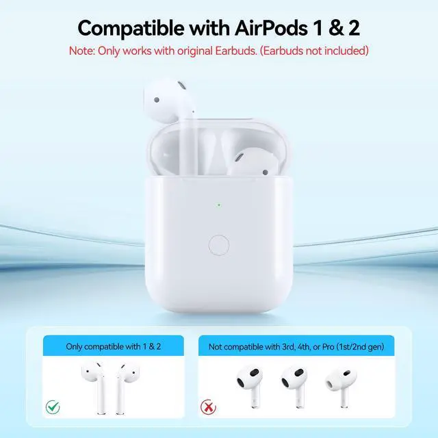 Alt view image 2 of 7 - Wireless Charging Case Compatible with AirPod 2nd & 1st Generation, Air Pod 2 1 Charger Case Replacement with Bluetooth Pairing Sync Button,Earbuds Not Included, White