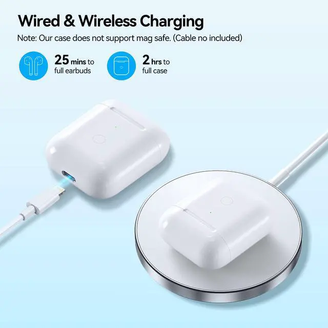 Alt view image 5 of 7 - Wireless Charging Case Compatible with AirPod 2nd & 1st Generation, Air Pod 2 1 Charger Case Replacement with Bluetooth Pairing Sync Button,Earbuds Not Included, White