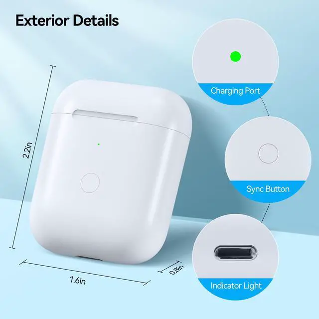 Alt view image 6 of 7 - Wireless Charging Case Compatible with AirPod 2nd & 1st Generation, Air Pod 2 1 Charger Case Replacement with Bluetooth Pairing Sync Button,Earbuds Not Included, White