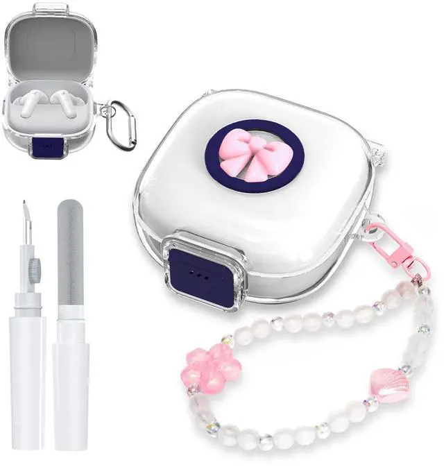Main image of Secure Lock for Anker Soundcore P31i Case with Cute Pink Bow, Clear