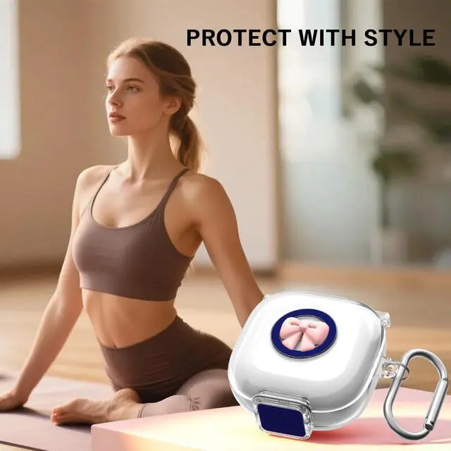 Alt view image 7 of 7 - Secure Lock for Anker Soundcore P31i Case with Cute Pink Bow, Clear