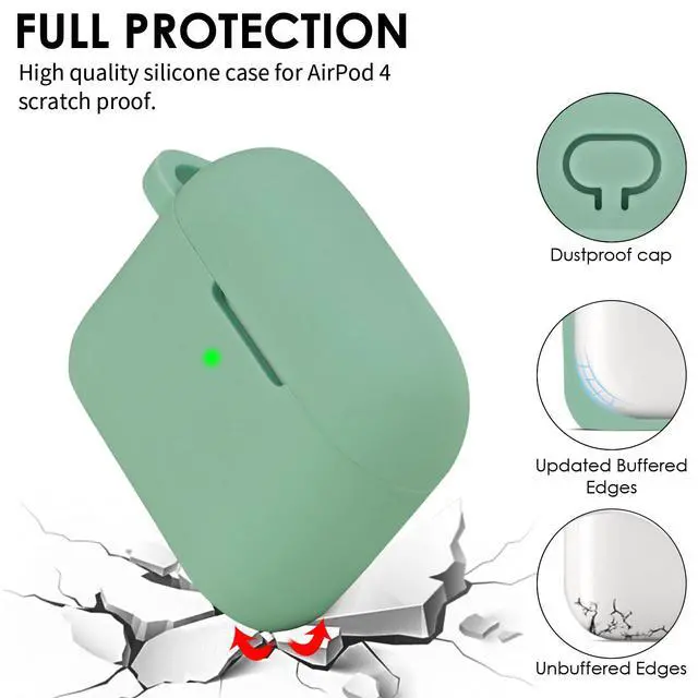 Alt view image 3 of 6 - Apple AirPods 4 Case, Cute Apple AirPods 4 Case Cover for Women Girls, Silicone Protective Case with Bracelet Keychain (Cactus Green, AirPods 4 Case)