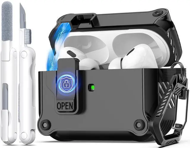 Main image of for AirPods Pro 2 Case with Lock Magnetic Lid, Black