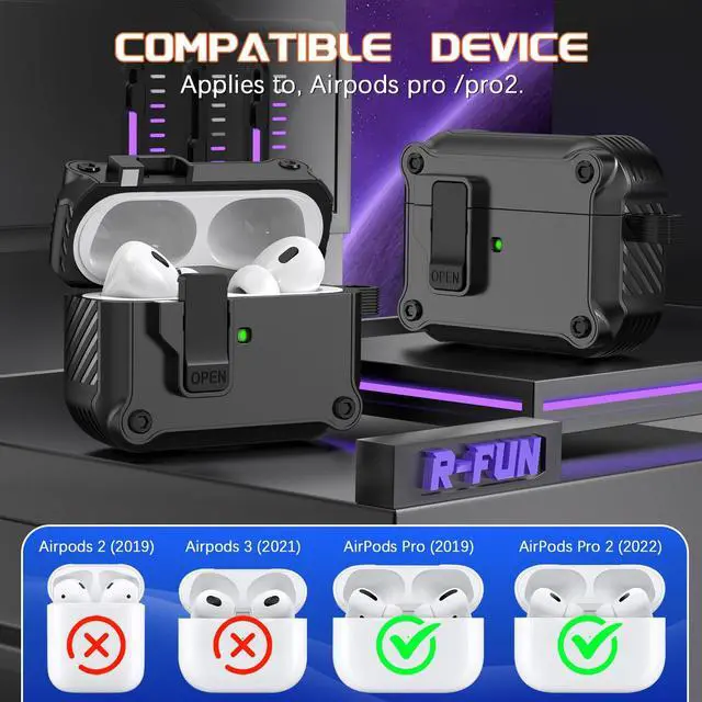Alt view image 5 of 7 - for AirPods Pro 2 Case with Lock Magnetic Lid, Black