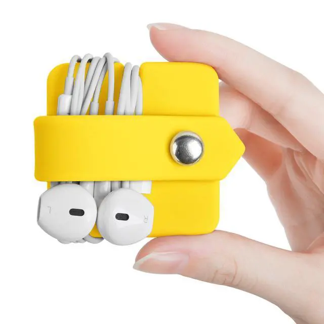 Alt view image 3 of 7 - Portable Electronic Device Cover Cord Organizer for Earphones, Yellow