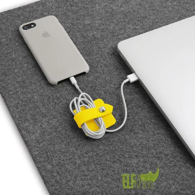 Alt view image 7 of 7 - Portable Electronic Device Cover Cord Organizer for Earphones, Yellow
