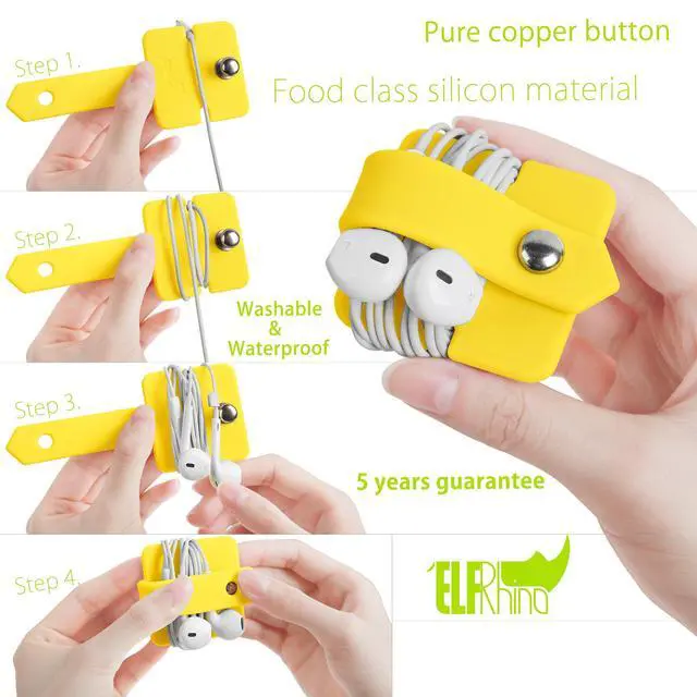 Alt view image 6 of 7 - Portable Electronic Device Cover Cord Organizer for Earphones, Yellow