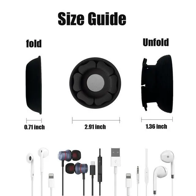 Alt view image 3 of 6 - Wired Earbud Case Earphone Headphone Cord Organizer Earbuds Wrap Soft Silicone Magnetic Holder Storage Tangle Free Cable Winder(Black)