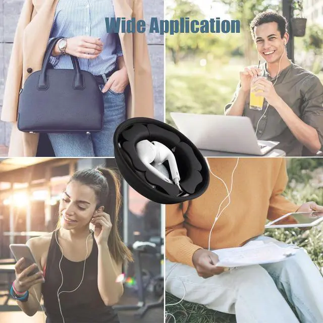 Alt view image 5 of 6 - Wired Earbud Case Earphone Headphone Cord Organizer Earbuds Wrap Soft Silicone Magnetic Holder Storage Tangle Free Cable Winder(Black)