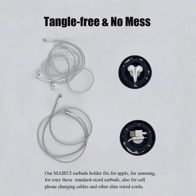 Alt view image 4 of 6 - Wired Earbud Case Earphone Headphone Cord Organizer Earbuds Wrap Soft Silicone Magnetic Holder Storage Tangle Free Cable Winder(Black)