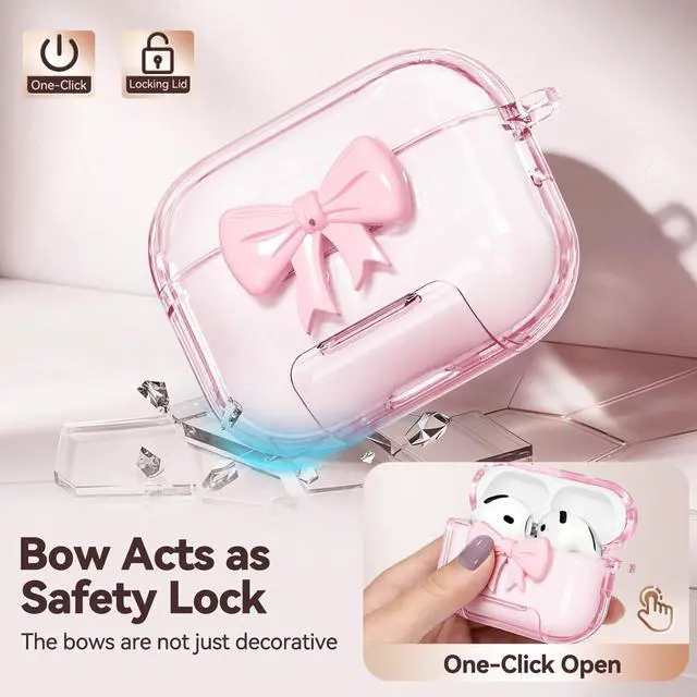Alt view image 3 of 7 - for AirPods 4 Case Cover 2024-Clear Pink
