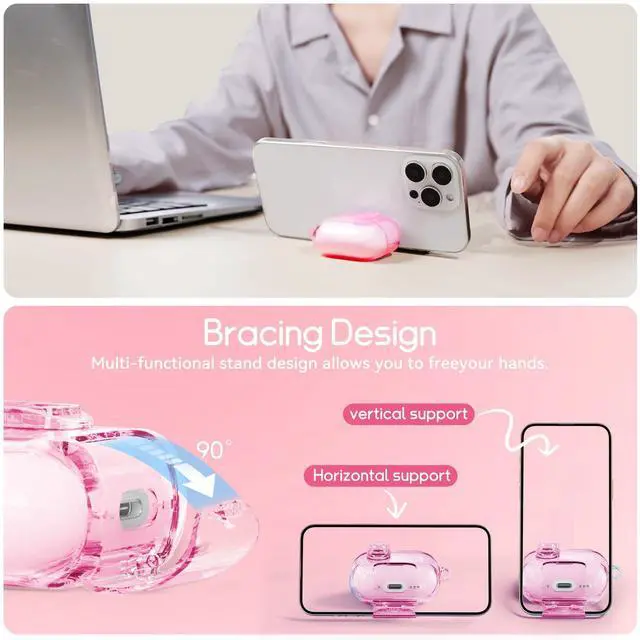 Alt view image 3 of 7 - for AirPods Pro 3 Case 2025 with Safety Lock,Clear Pink