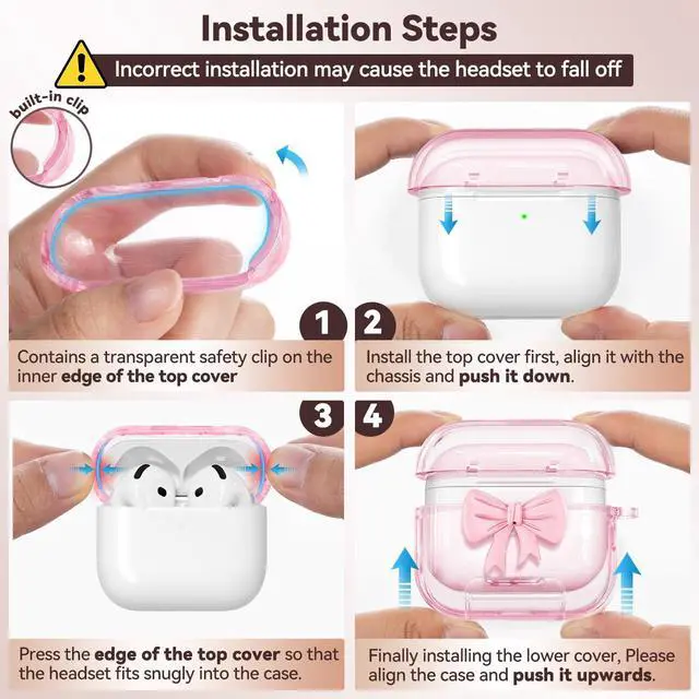 Alt view image 7 of 7 - for AirPods 4 Case Cover 2024-Clear Pink