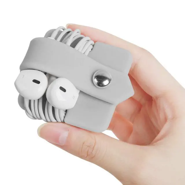 Alt view image 2 of 7 - Silicone Earphone Organizer Earphone Wrap Winder Headphone Cord Organizer Wrap Winder Manager/Cable Winder(Gray, 1 Piece)