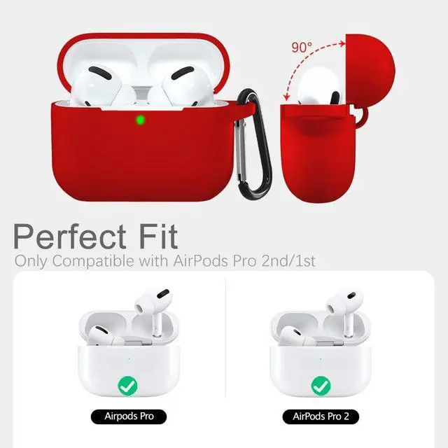 Alt view image 2 of 6 - for AirPods Pro 2nd/1st Case with Keychain, Red