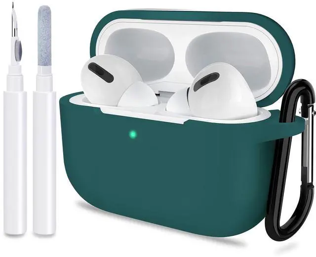 Main image of for AirPods Pro 1st/2nd Generation Case Cover, Protective Silicone Skin Accessories with Keychain for Women Men for Apple AirPods Pro 2019/2022 Charging Case,Front LED Visible-Midnight Green