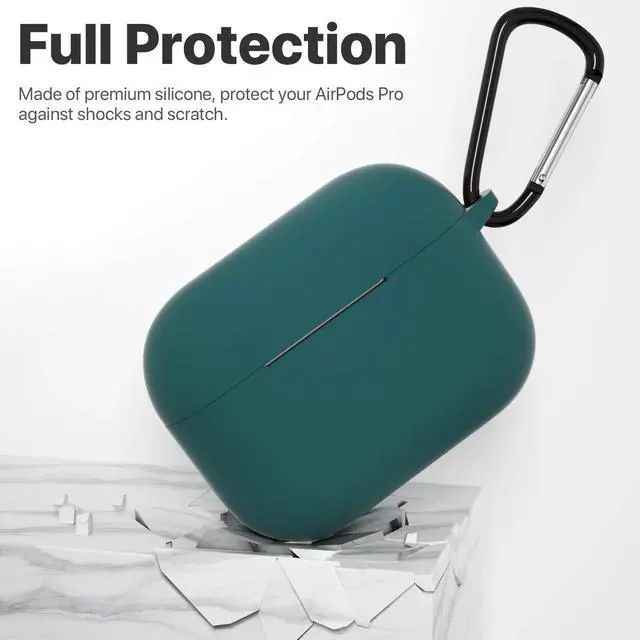 Alt view image 7 of 7 - for AirPods Pro 1st/2nd Generation Case Cover, Protective Silicone Skin Accessories with Keychain for Women Men for Apple AirPods Pro 2019/2022 Charging Case,Front LED Visible-Midnight Green