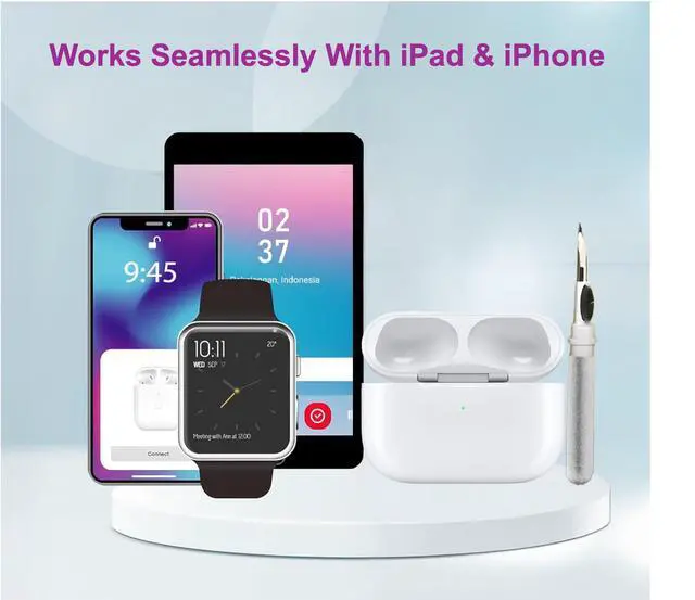 Alt view image 3 of 7 - Replacement Charging Case for AirPods Pro 1&2 Generation with fast Wireless and Wired Charging, Bluetooth Pairing and Sync Button, 680mAh Battery with Multi-Function Cleaning Tool. No Earbuds/Airpods.