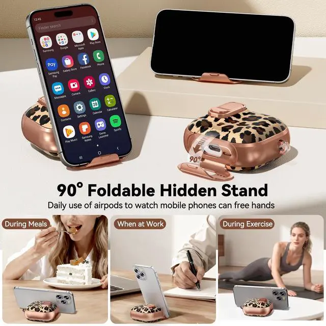 Alt view image 4 of 7 - for AirPods 4 Case 2024 with Safety Lock - Leopard Print
