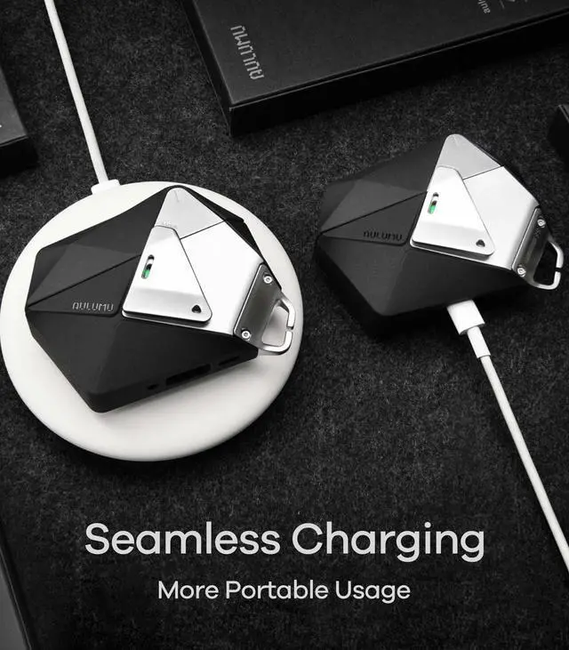 Alt view image 6 of 6 - A39 Geometric AirPods Pro 3 Case with Lock | Protective Cover with Nylon Buckle | Alloy Armour | Compatible with Apple AirPods Pro 3rd Generation Case (2025) - Black