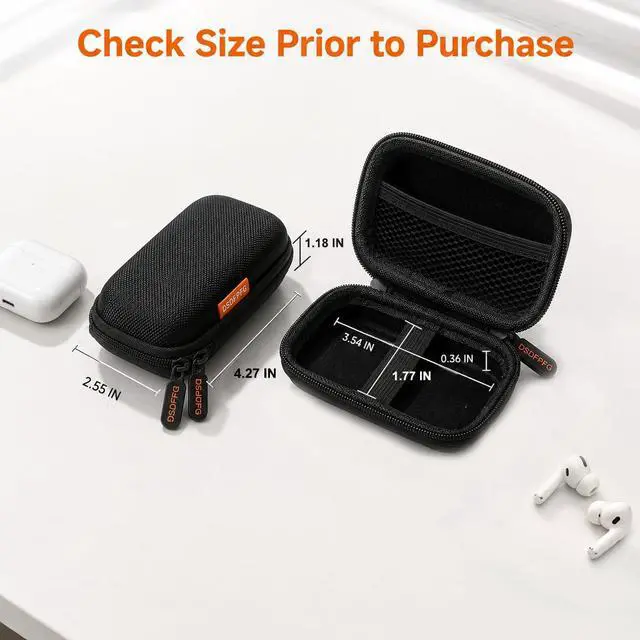 Alt view image 3 of 7 - Mini Black Earbud Case, Small Hard Shell Carrying Case, Pocket-Size Pouch