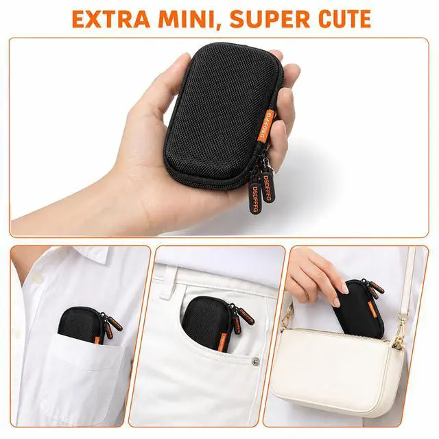 Alt view image 2 of 7 - Mini Black Earbud Case, Small Hard Shell Carrying Case, Pocket-Size Pouch