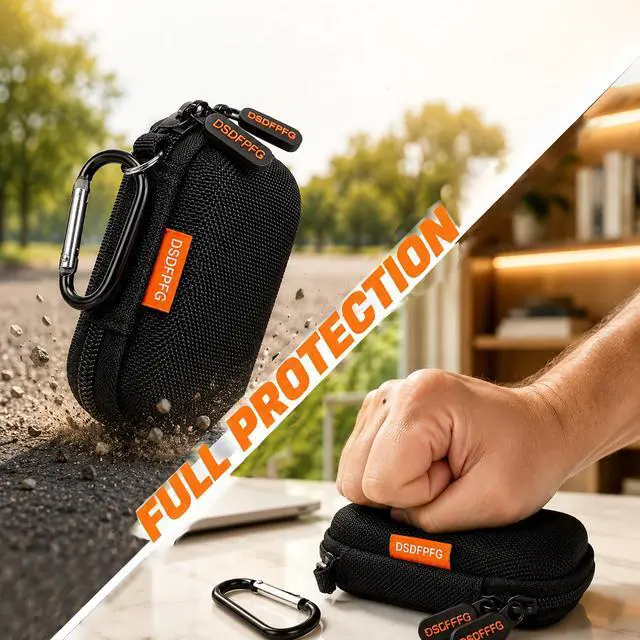 Alt view image 5 of 7 - Mini Black Earbud Case, Small Hard Shell Carrying Case, Pocket-Size Pouch