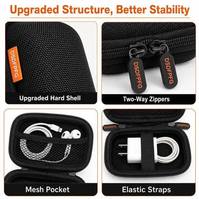 Alt view image 6 of 7 - Mini Black Earbud Case, Small Hard Shell Carrying Case, Pocket-Size Pouch