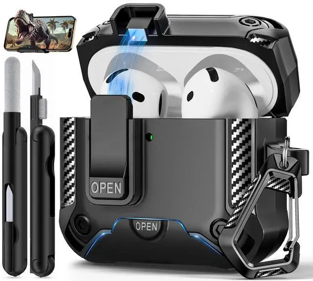 Main image of for AirPods 4 Case with Lock & Phone Stand(Black)