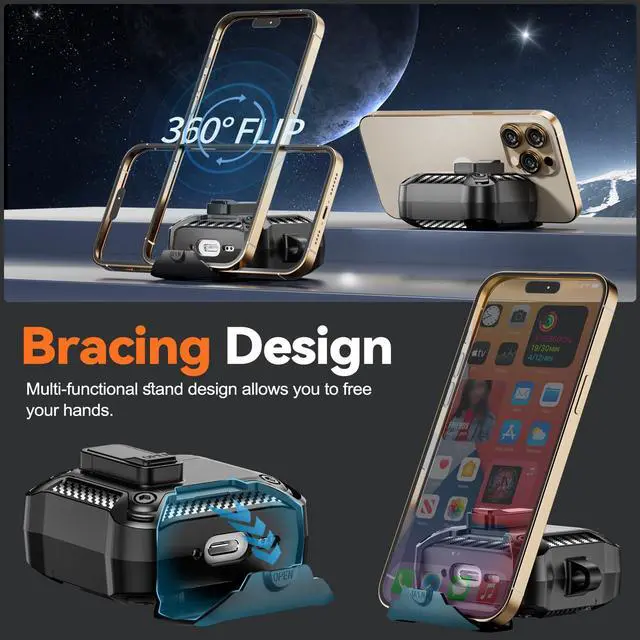 Alt view image 3 of 6 - for AirPods 4 Case with Lock & Phone Stand(Black)