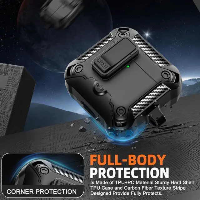Alt view image 5 of 6 - for AirPods 4 Case with Lock & Phone Stand(Black)