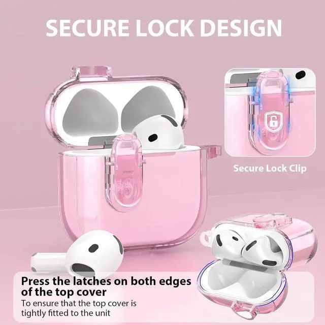 Alt view image 2 of 5 - Safety Lock Clear Case Compatible with Apple AirPods 4 Cases 2024 Women, Soft TPU Transparency Air pods 4 Gen Cases iPods 4 Earbuds Case Girl Bling Keychain for Airpod iPod 4th Gen