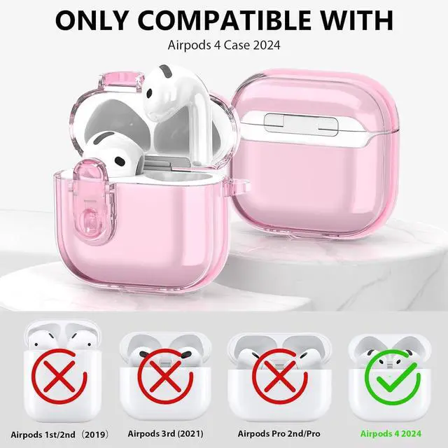 Alt view image 3 of 5 - Safety Lock Clear Case Compatible with Apple AirPods 4 Cases 2024 Women, Soft TPU Transparency Air pods 4 Gen Cases iPods 4 Earbuds Case Girl Bling Keychain for Airpod iPod 4th Gen
