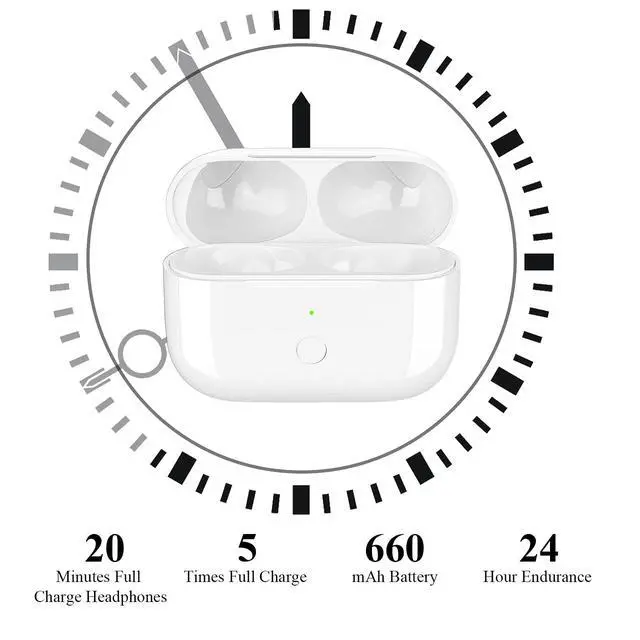 Alt view image 5 of 6 - Compatible for AirPods Pro Charging Case Replacement, Compatible for Wireless AirPods Pro Charger Case with Bluetooth Pairing Sync Button,660 mAh Internal Large Battery