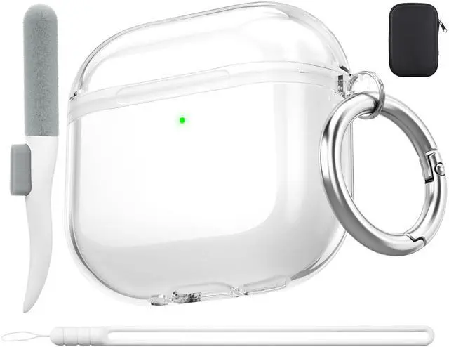 Main image of Drop Protection Cover for AirPods 4 Case with Cleaning Kit,Clear White