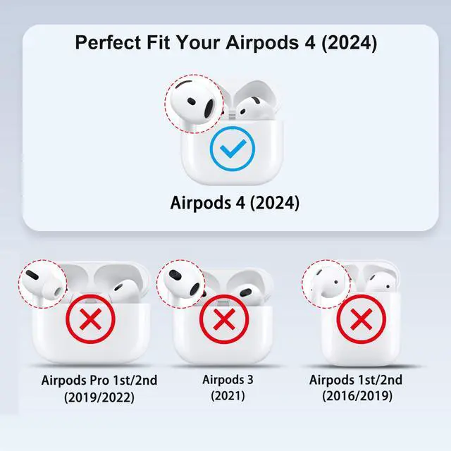 Alt view image 2 of 7 - Drop Protection Cover for AirPods 4 Case with Cleaning Kit,Clear White