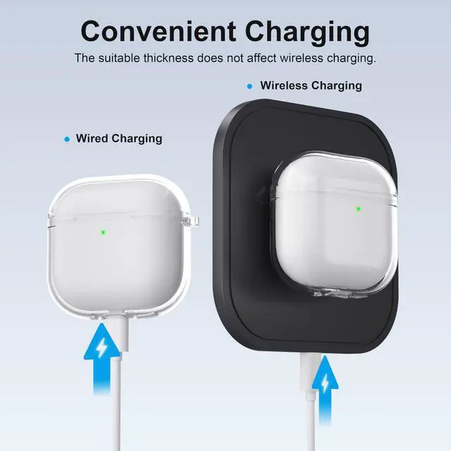 Alt view image 3 of 7 - Drop Protection Cover for AirPods 4 Case with Cleaning Kit,Clear White