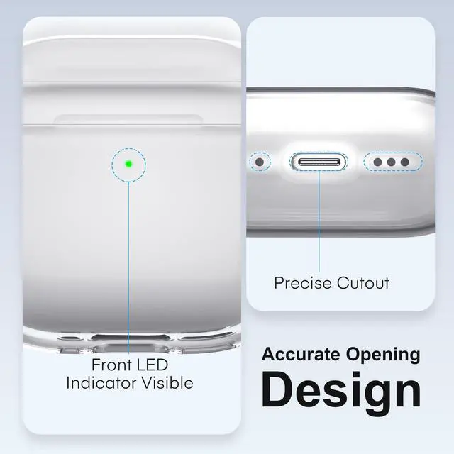 Alt view image 6 of 7 - Drop Protection Cover for AirPods 4 Case with Cleaning Kit,Clear White