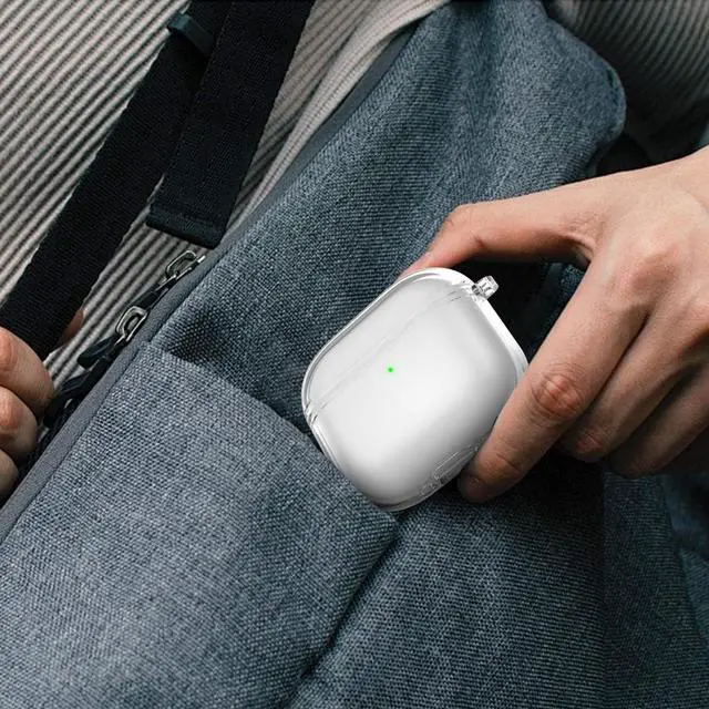 Alt view image 7 of 7 - Drop Protection Cover for AirPods 4 Case with Cleaning Kit,Clear White