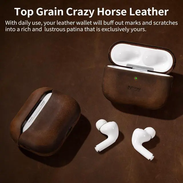 Alt view image 2 of 7 - Handcrafted Crazy Horse Leather Case for AirPods Pro 3 (2025)