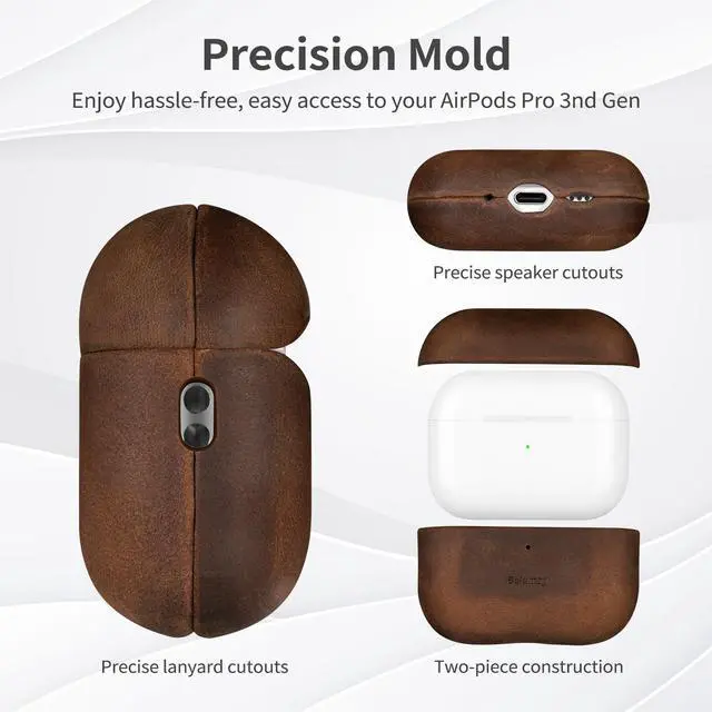 Alt view image 6 of 7 - Handcrafted Crazy Horse Leather Case for AirPods Pro 3 (2025)