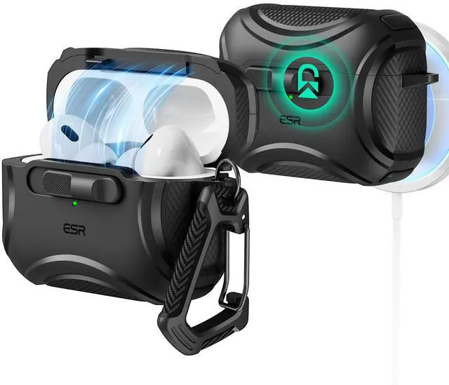 Main image of for AirPods Pro 2 Case (2023/2022/2019, 2nd/1st Gen), Compatible with AirPods Pro 2nd Generation (USB-C/Lightning Cable), Effortless MagSafe, Drop-Proof Lock, Easy Open, Cyber Series, Black